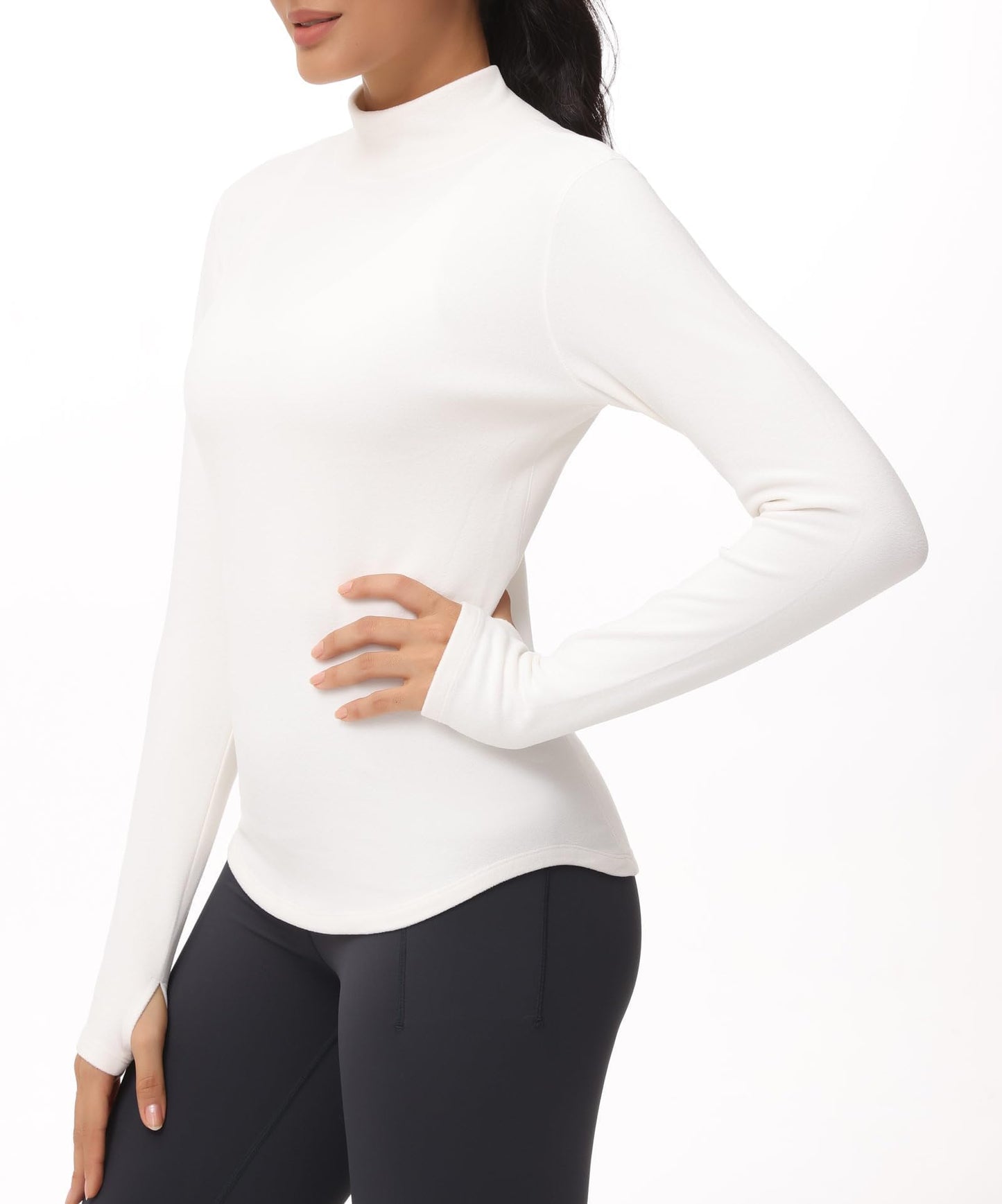 THE GYM PEOPLE Fleece Mock Turtleneck Base Layer Shirt Thermal Workout Tops
