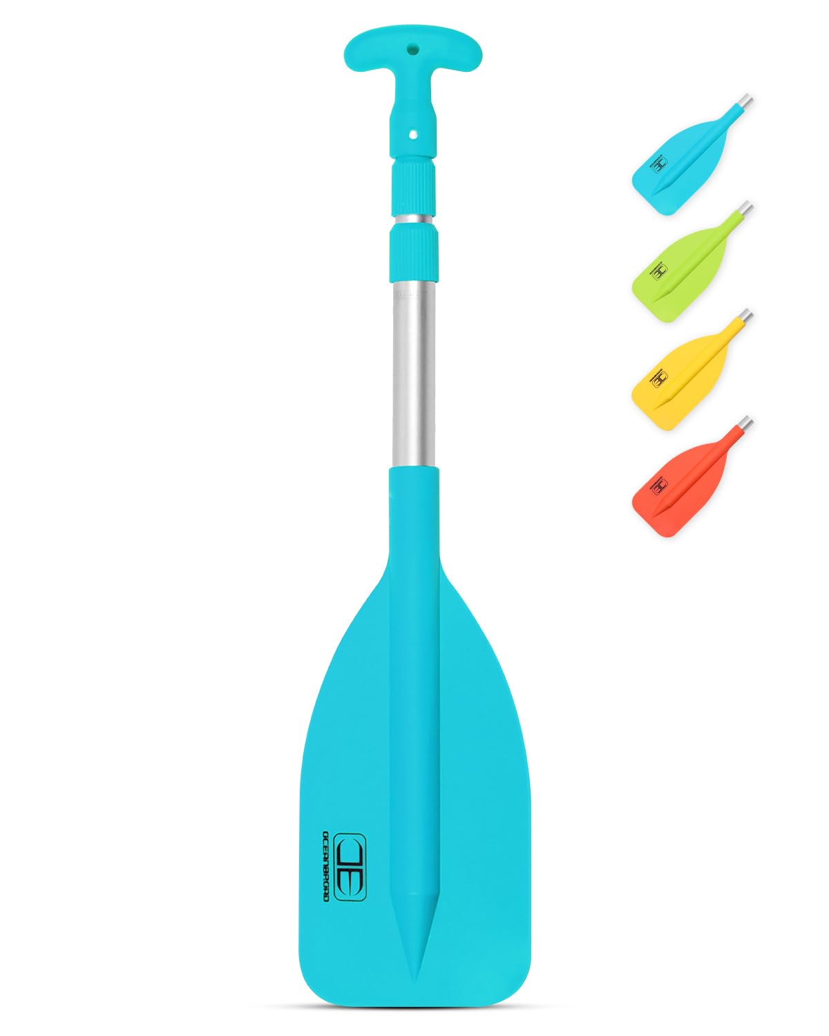 OCEANBROAD Telescoping Emergency Paddle 21''-42''（Assembling Required） Collapsible Paddles Aluminium Shaft for Kayaking Boating Canoeing River Tubing, Blue, 2 Paddles