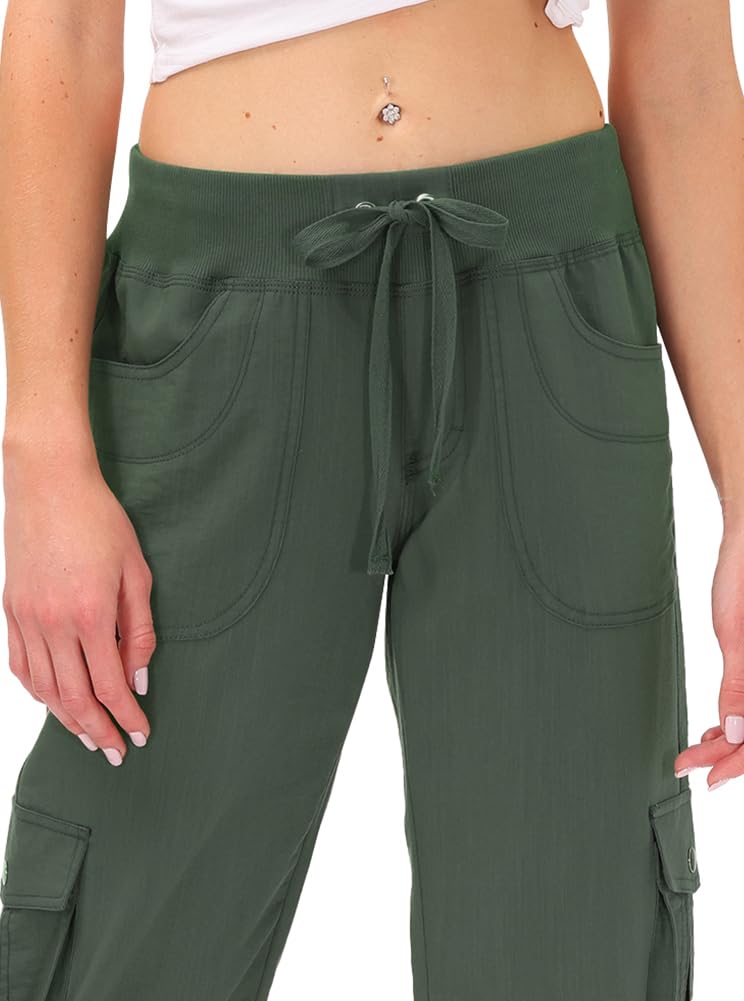 Womens Hiking Cargo Shorts Dry Fit Stretch Athletic Shorts with Pockets Army Green X-Large