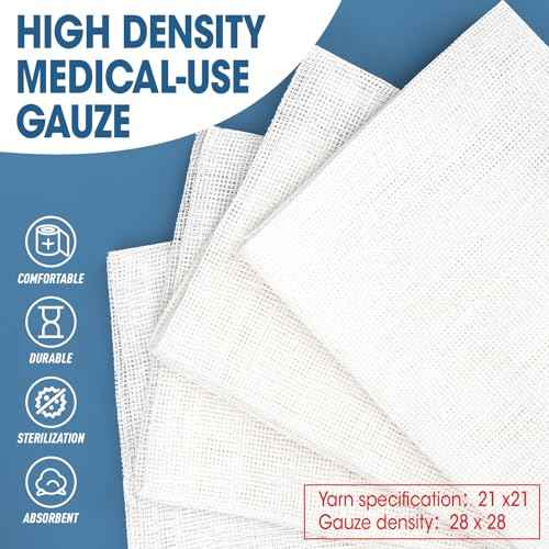 AZEN 50 Pack Sterile Gauze Pads, 3" x 4" Non Stick Gauze Pads, 8-Ply Cotton Gauze Sponges for Wound Care and First Aid, Highly Absorbent Individually Wrapped Medical Gauzes