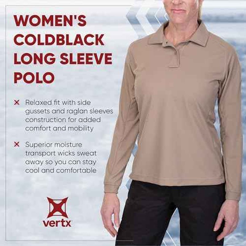 Vertx Womens Tactical Polo Shirt, Long Sleeve T-Shirt, Breathable, Moisture-Wicking, Outdoor Performance Tactical Clothing
