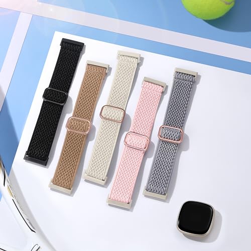 Adorve Compatible with Fitbit Versa 3 Bands/Fitbit Versa 4 Band/Fitbit Sense Bands for Men Women, Adjustable Stretchy Solo Loop Elastic Nylon Sport Strap for Smart Watch Replacement