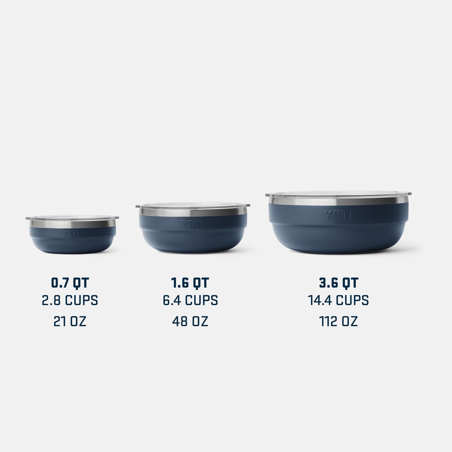 YETI Rambler Low Bowl, Vacuum Insulated, Stackable and Nestable Stainless Steel Bowl with Lid, 0.7 Quart, White