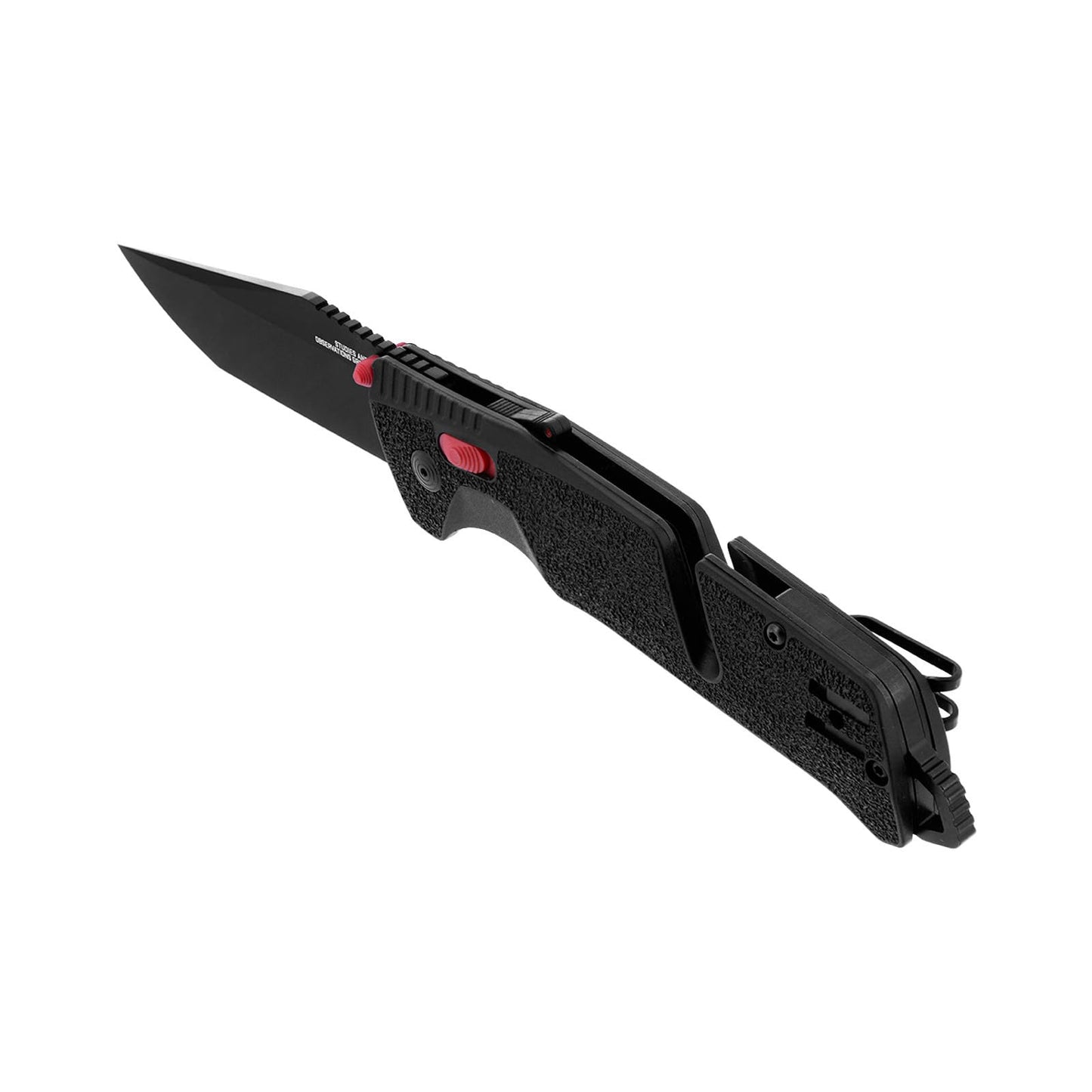 SOG Trident AT Ambidextrous Professional Tanto Folding Knives | Heat-Treated CRYO D2 3.75" Stainless Steel Blade, Black/Red