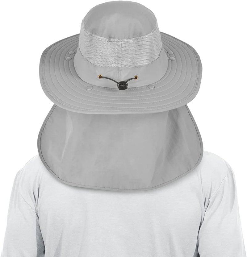 Men's Outdoor Wide Brim Fishing Hat - UPF 50+ Sun Protection with Face Neck Flap | 3 Pack for Hiking & Gardening