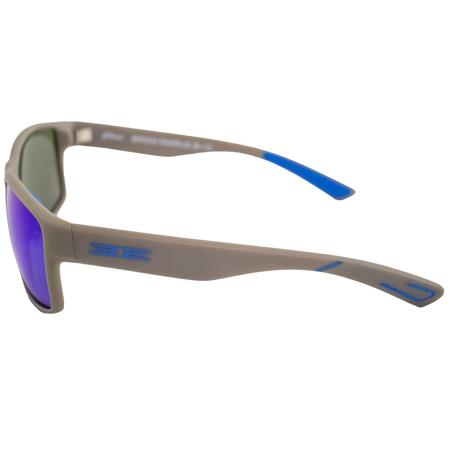 Epoch Eyewear Charlie Sport Motorcycle Sunglasses Grey Frame with Blue Mirror Polarized Lens