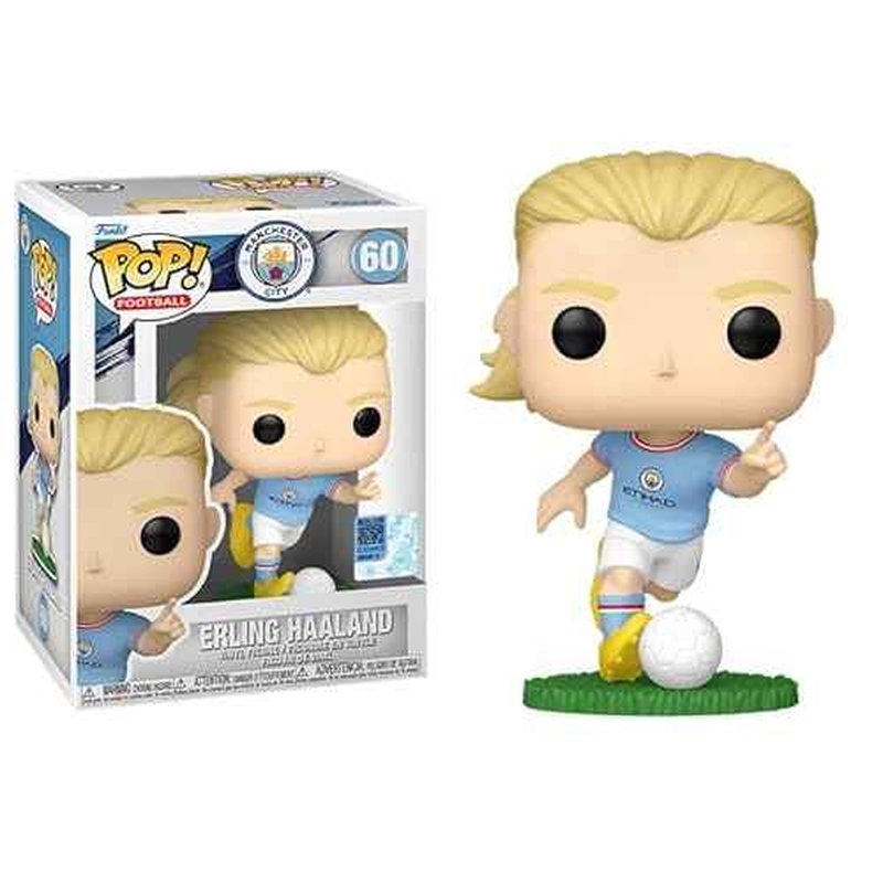 POP Football: Manchester City - Erling Haaland Funko Vinyl Figure (Bundled with Compatible Box Protector Case), Multicolor, 3.75 inches