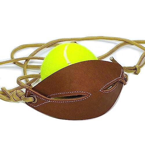 Parallel Halo Leather Shepherd Sling Handmade Paracord Shepherd Tennis Ball Thrower (brown)