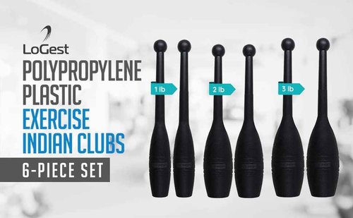 Logest Mace Exercise Club - Heavy Duty Plastic Indian Clubs Available in 1 LB and 2 LB Set 3LB Set 4LB Set of 2 Perfect for Strength Training Rehabilitation Improves Grip Full Body Workout Mace Clubs