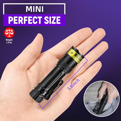UV Flashlight Black Light USB Rechargeable 395nm Blacklight Mini, Wood's Lamp Portable Handheld Powerful LED Ultraviolet Lights Flashlights, for Resin Curing, Uranium Glass, Pet Dog Urine Detection