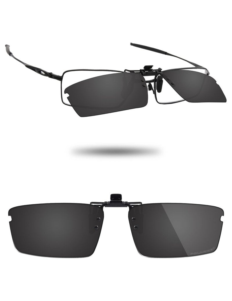 Fiskr Polarized Clip-On Sunglasses Flip Up Anti-Glare UV Protection Glasses for Oakley Top Spinner 4B OX3136 53mm - Compact Fit - Classic Black