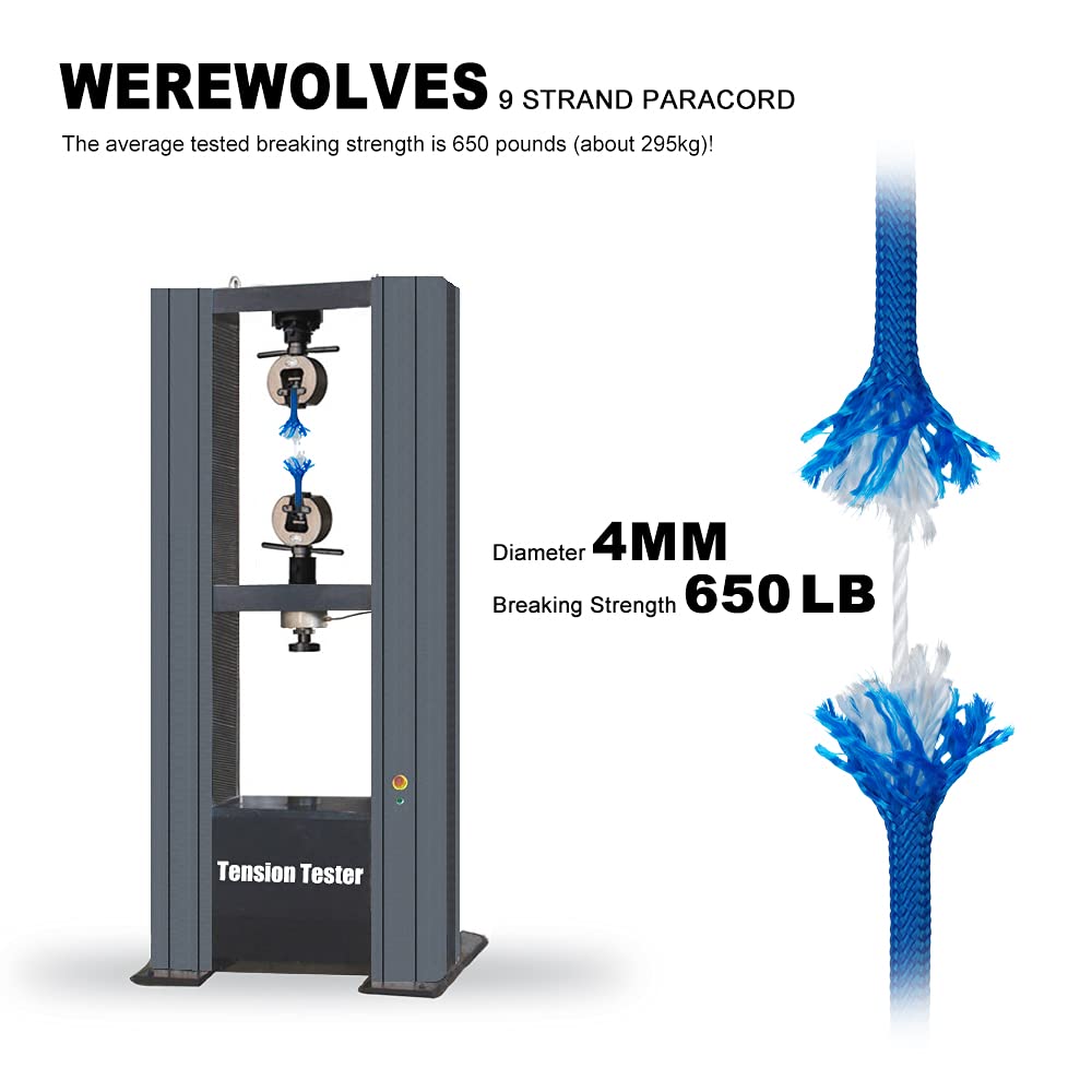 WEREWOLVES 650lb Paracord/Parachute Cord, 9 Strand Paracord Rope