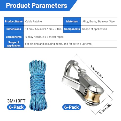 8-Pack Stainless Steel Rope Tensioners & Tensioning Tools for Camping & Boating
