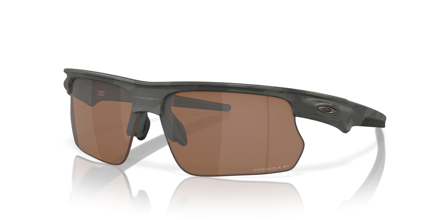 Oakley OO9400 Bisphaera Rectangular Sunglasses, Matte Olive Shadow Camo/Prizm Tungsten Polarized, 68 mm