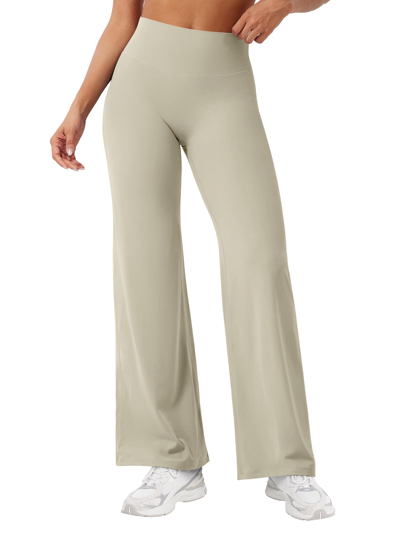 YEOREO Workout Leggings Womens No Front Seam Straight Leggings 29" High Waist Buttery Eddiy Gym Yoga Pants Light Sand XS