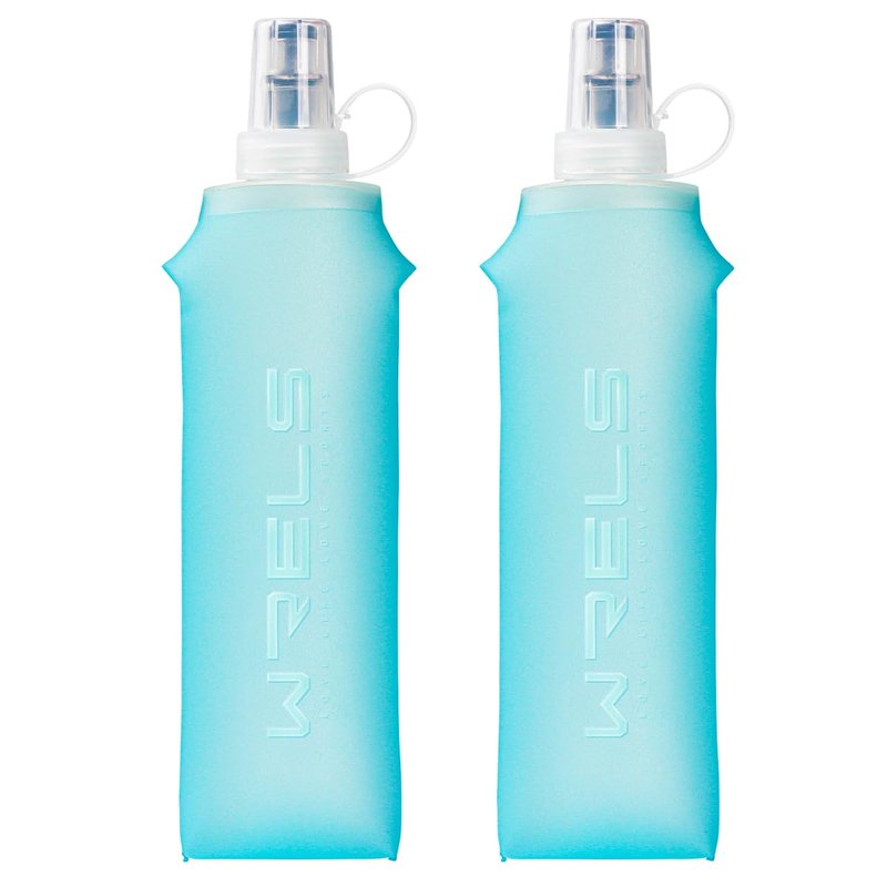 WRELS TPU Collapsible Soft Flask,Lightweight PBA Free Folding Running Water Bottles,Leakproof Durable Hydration Flask for Outdoors (500ml/16.9oz-2 Packs-Light Blue)