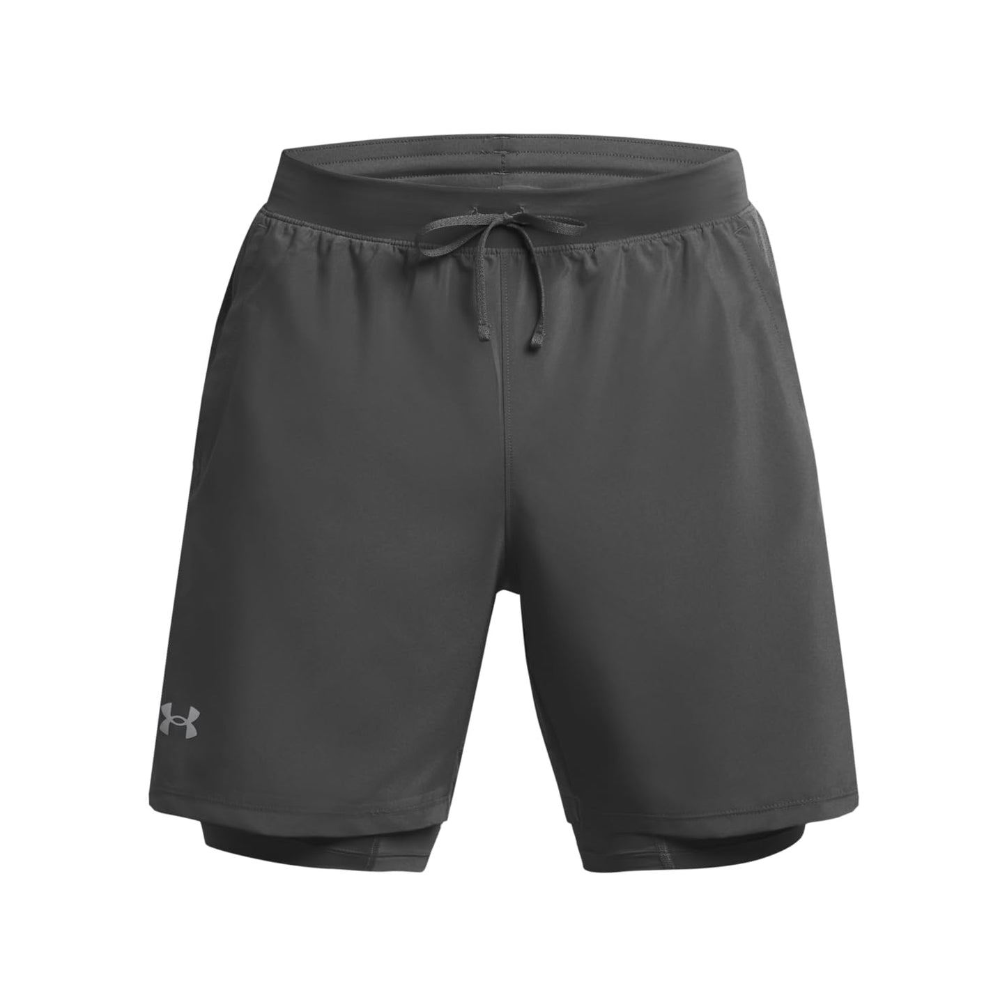 Under Armour Men's Launch Run 7-inch 2-in-1 Shorts, (025) Castlerock/Castlerock/Reflective, Large