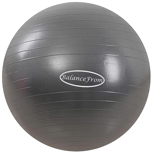 Signature Fitness Anti-Burst and Slip Resistant Exercise Ball Yoga Ball Fitness Ball Birthing Ball with Quick Pump, 2,000-Pound Capacity, 19-22 inch, M