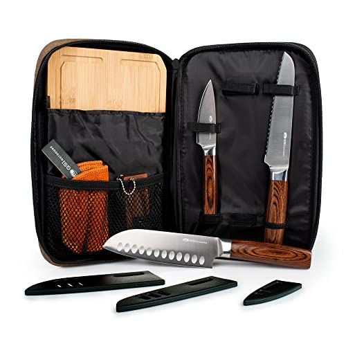 GSI Outdoors, Rakau Gourmet 3-Piece Camping Knife Set with Stainless Steel Blades and Waterproof Wood Handles, Perfect for Outdoor Cooking and Adventures