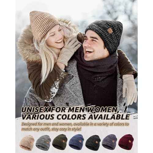 MSDC 3 Pack Winter Hats for Men, Warm Fleece Lined Beanie for Men Women, Fashionable Knit Hat Skull Cap for Cold Weather