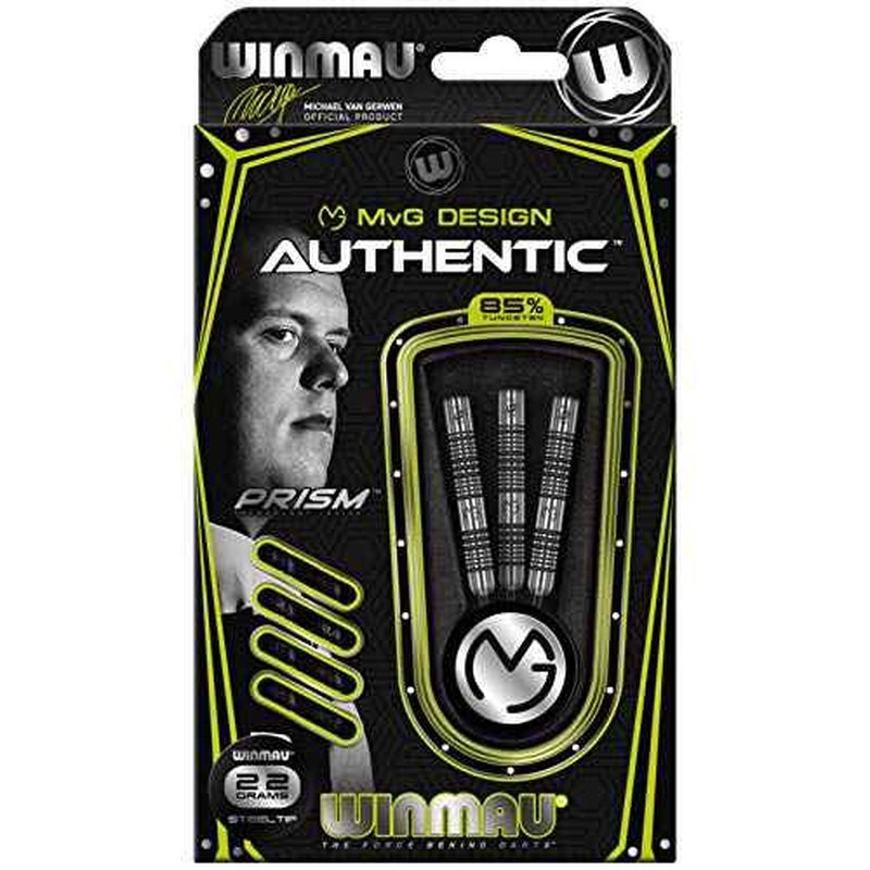 Winmau Michael Van Gerwen MvG Authentic 85% Tungsten Darts Set with Prism Flights and Shafts (Stems)