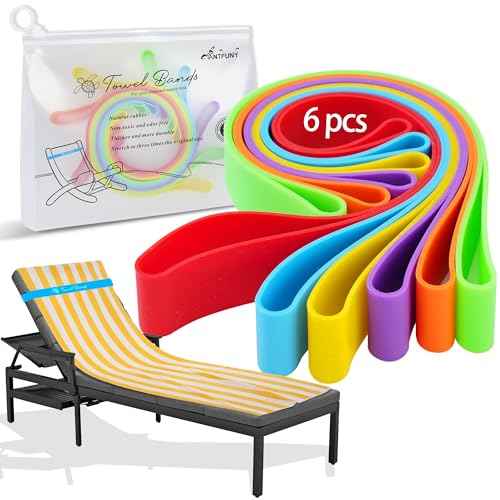 6 Pack Towel Band for Beach Pool Lounge Chair Strap Clip Carnival Cruise Ship Essentials 2025 Packing List Royal Caribbean Card Lanyard Cup Luggage Tag Holder Women Vacation Must Haves Summer Travel