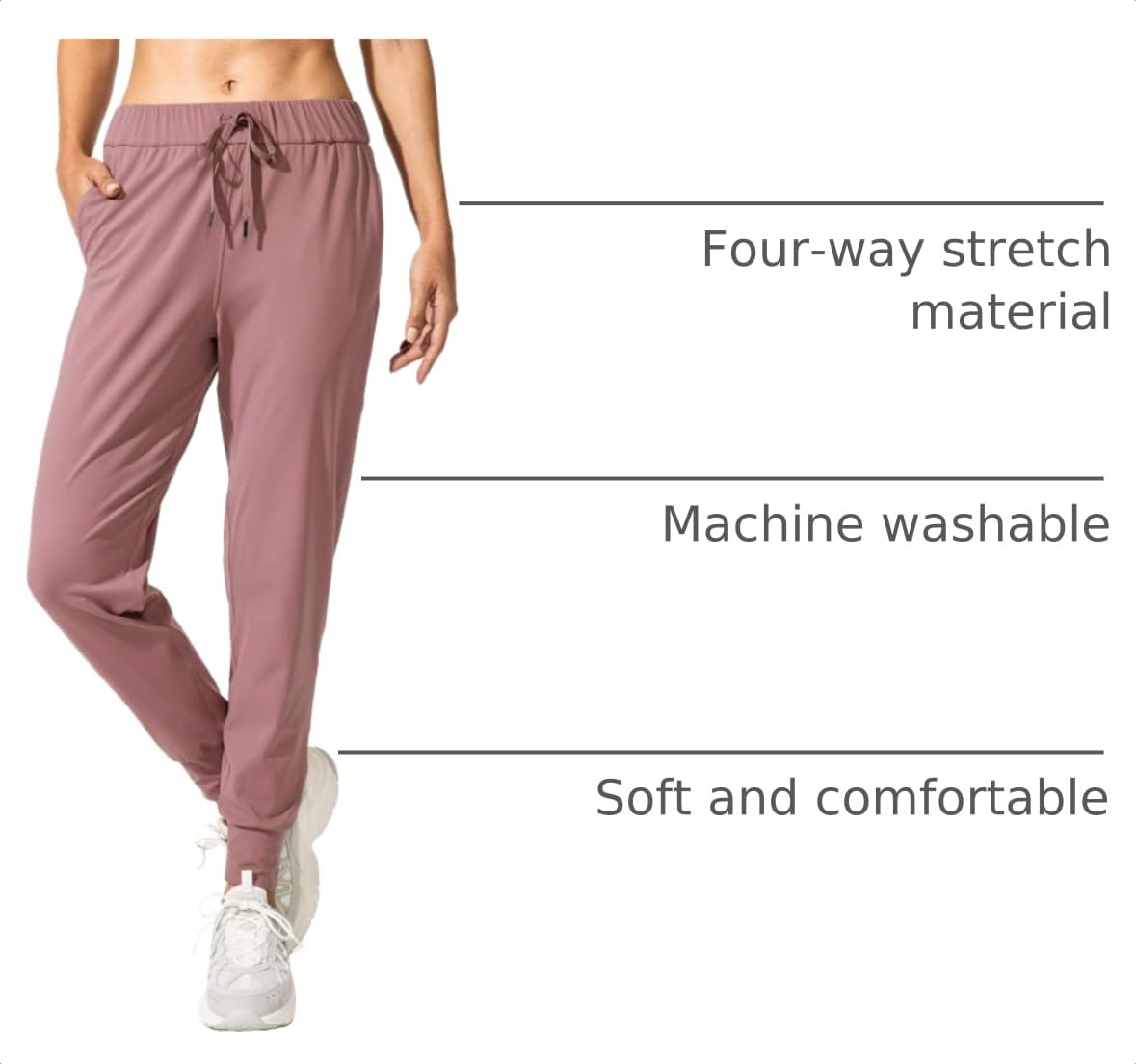 SANTINY Women's Joggers Pants Pockets Drawstring Running Sweatpants for Women Lounge Workout Jogging(Mauve Pink__S)