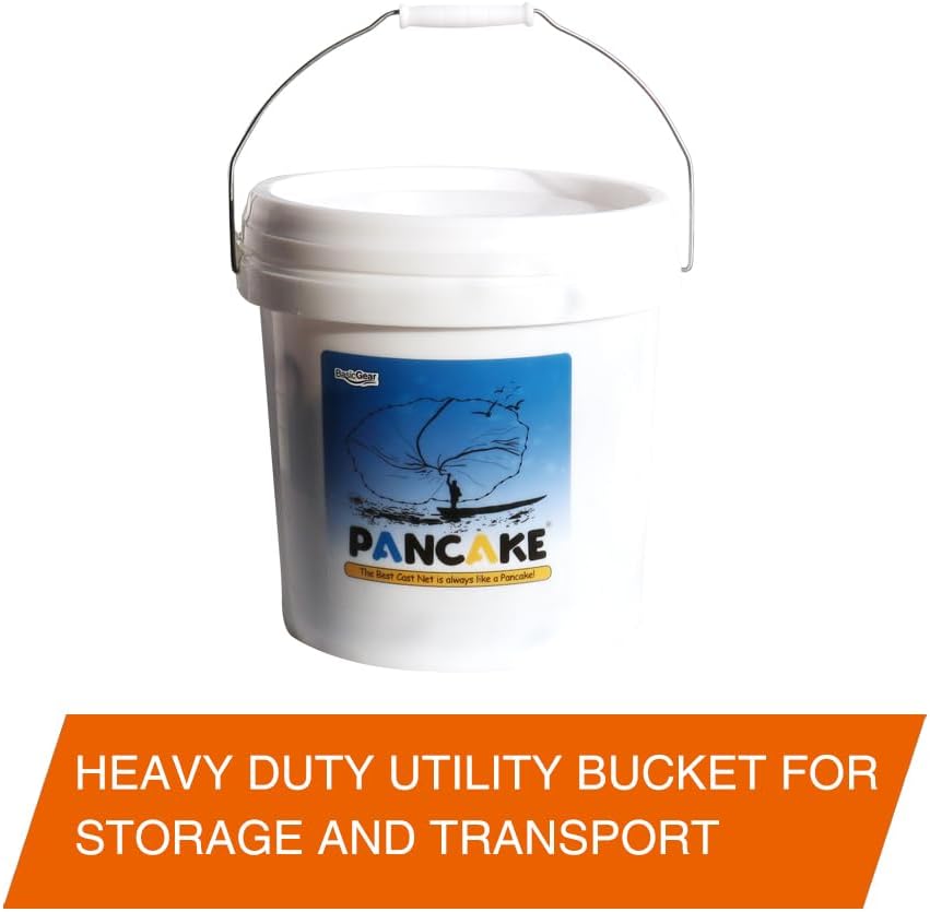 Pancake Cast Net - Heavy-Duty 1.0+ lb/ft Weights for Freshwater & Saltwater | 4ft to 12ft Radius, Pro Grade Mesh Sizes