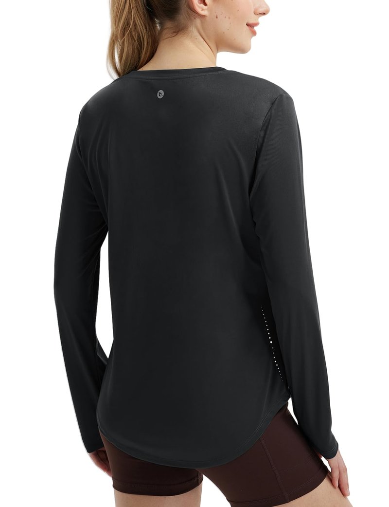 baleaf Women's Sun Shirts UPF50+ Long Sleeve Workout Tops UV Protection Running Athletic Lightweight Quick Dry Black L