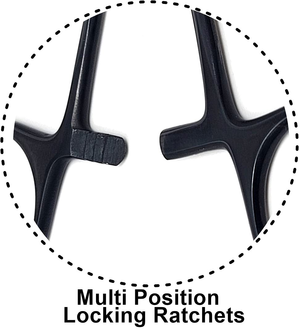 Hemostat Locking Forceps 5" Curved with Full Serrated Jaws Ideal for Clamping, Fishing, Firefighters Nurses Doctors + More (Tactical Black)