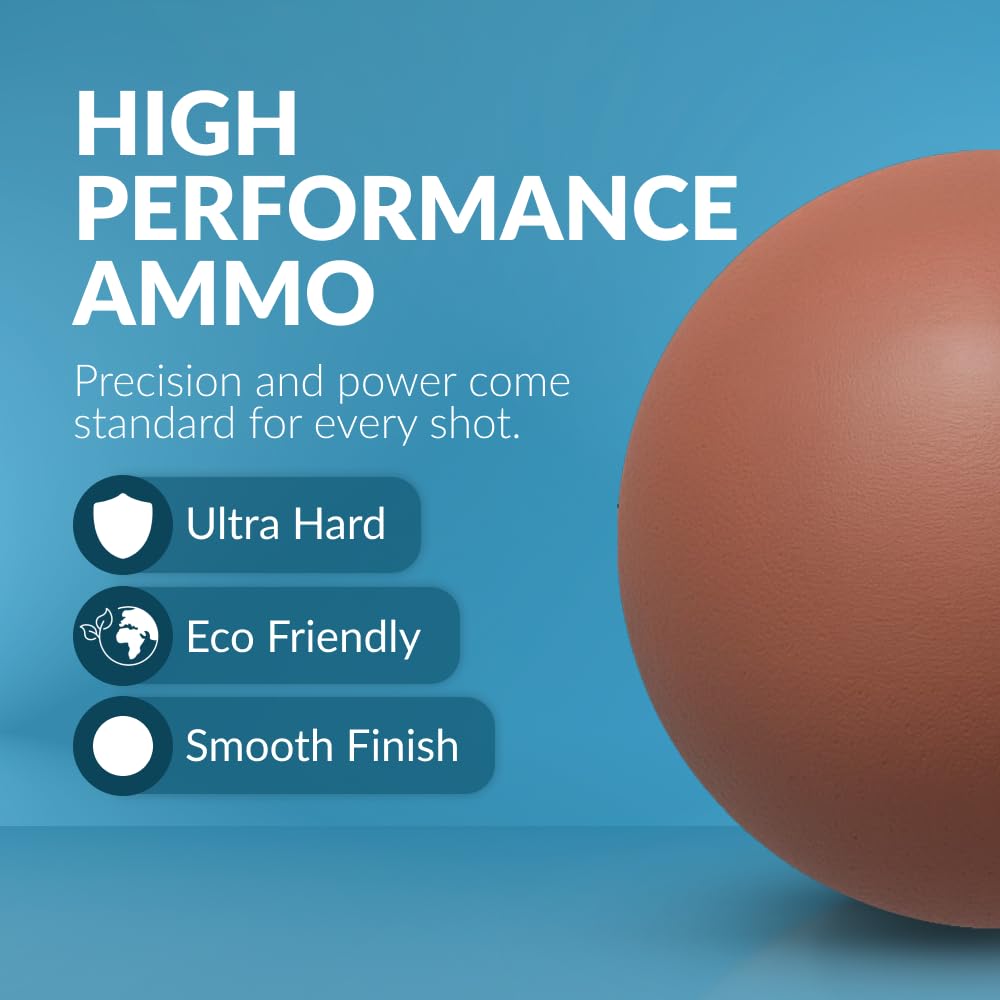 PGN Biodegradable Clay Slingshot Ammo - 3/8" Inch (0.375" Caliber) - 9000 Pieces Straight & Precise Practice - Non-Toxic Pocket