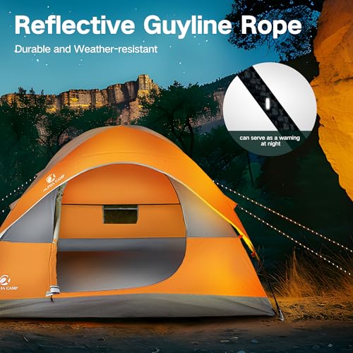 Camping Tent, 3/4 Person Dome Tent Backpacking Instant Tent with Easy Setup, Waterproof Lightweight Portable Pop Up Tent for Camping, Hiking, Mountaineering or Beach, Includes Wind Rope and Carry Bag