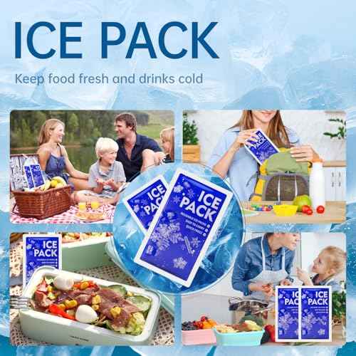 Dry Ice Packs for Shipping,Ice Packs for Lunch Boxes & Coolers,4.3x7.3in Long-Lasting Water Absorption Cold Packs,Food & Drinks Cooler Packs for Insulated Bags, Picnic, Travel,Camping