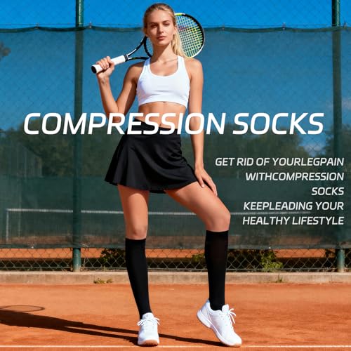 Compression Socks for Women & Men 15-20mmHg Knee High Support Socks for Running Athletic Travel