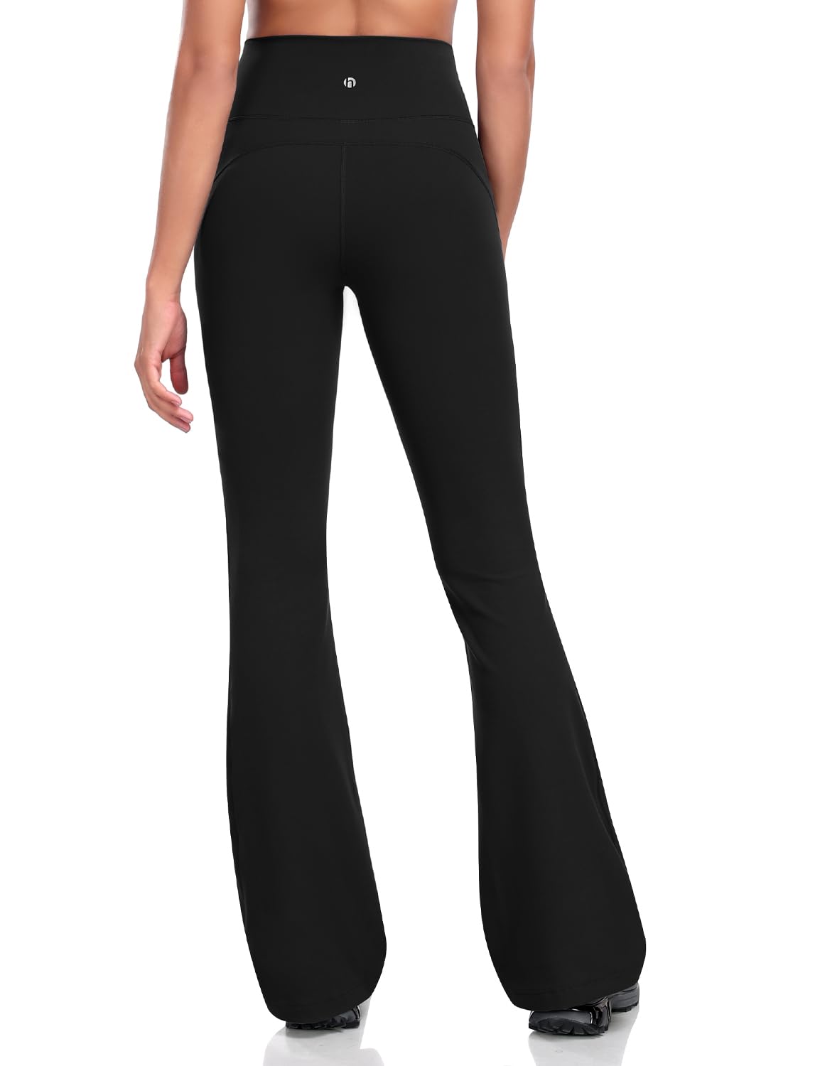HeyNuts Mellow Long Flare Leggings for Women Tall, High Waisted Tummy Control Bell Bottom Leggings Wide Leg Bootcut Yoga Pants Athletic Compression Buttery Soft Lounge 34.5" Black L(12)