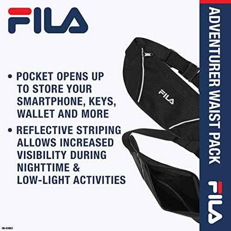 FILA Accessories Waist Pack - Running Belt Fanny Pack | Adventurer Adjustable Sports Pouch Phone Holder for Women & Men | Running, Walking, Cycling, Exercise & Fitness