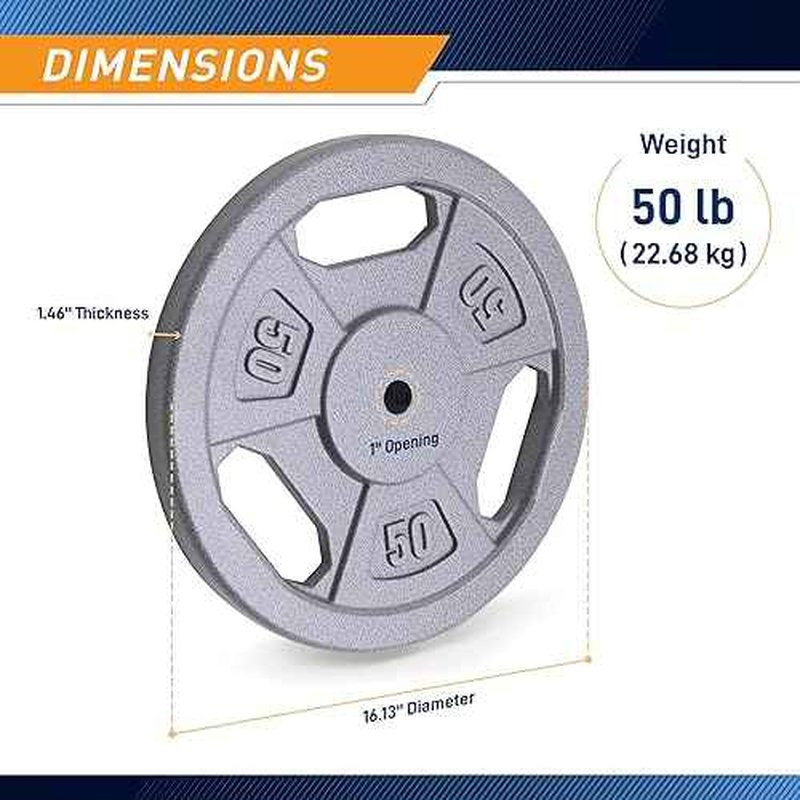Marcy Classic 1" Cast Iron Standard Grip Plates for Strength Training and Weightlifting
