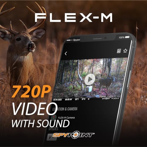 SPYPOINT Flex-M Solar Bundle - Cellular Trail Camera, Best Value in Hunting Accessories, No WiFi Needed & GPS-Enabled, Night Vision, Dual-Sim LTE Connectivity, IP65 Water-Resistant