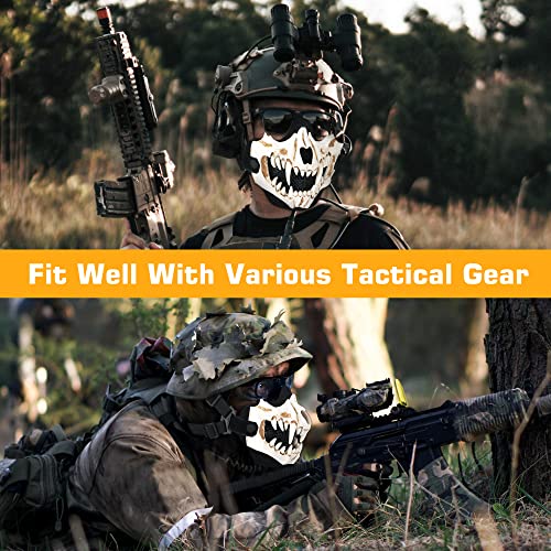 Guayma Airsoft Half Face Skull Masks Tactical Face Protection Mesh Mask for Halloween Cosplay Paintball CS Games,White