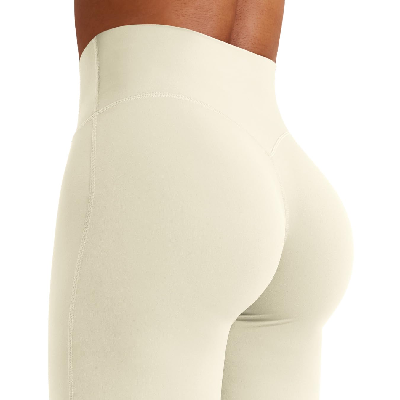 YEOREO Workout Leggings Womens No Front Seam Straight Leggings 33" Thin Fleece High Waist Buttery Eddiy Gym Yoga Pants Apricot White S