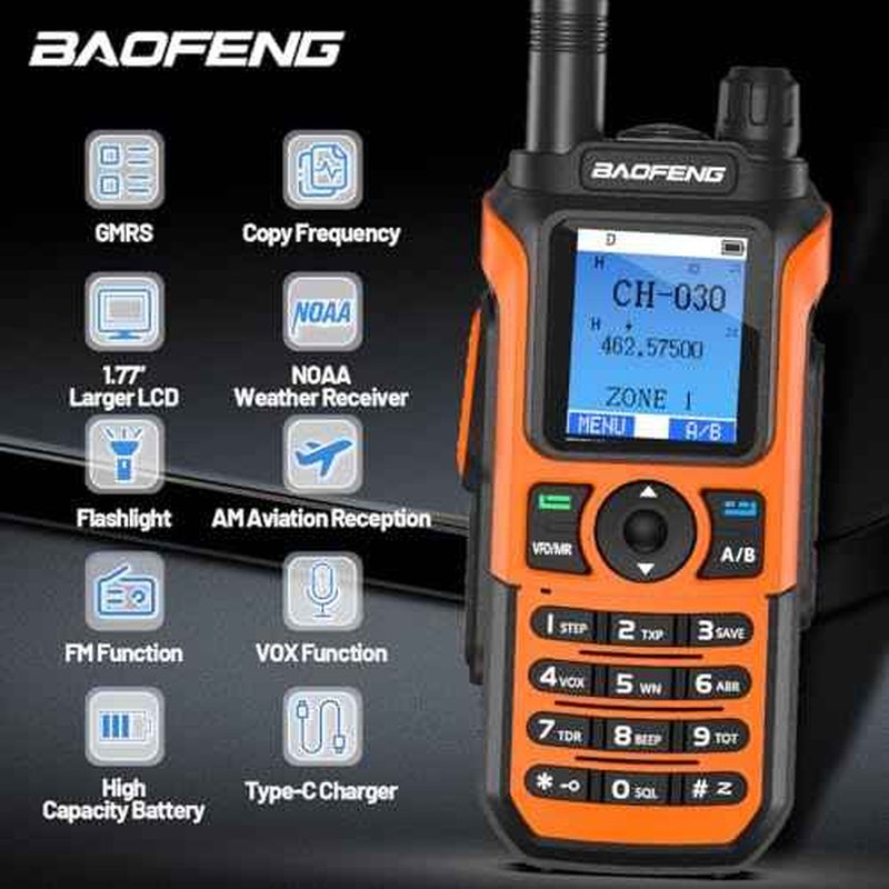 BAOFENG GMRS Radio Handheld Baofeng Radio Long Range Rechargeable GM21 Walkie Talkies,NOAA Weather Receiver GM-15 PRO 999 Channels Two Way Radio with USB-C Charger for Survival Gear Hunting,2 Pack