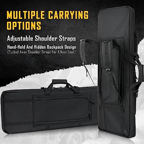 DULCE DOM 32 inch Double Rifle Case Soft Bag Gun Case, Perfect for Rifle Pistol Firearm Storage and Transportation, All Around Shooting Range Tactical Rifle Backpack, Indoor Outdoor