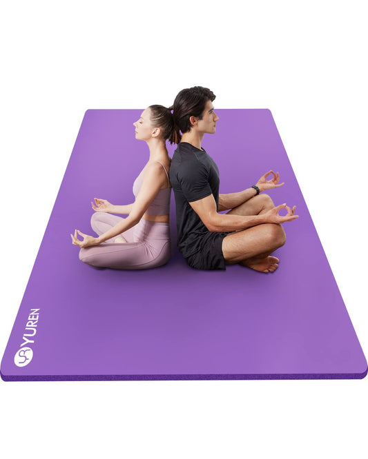 YUREN Large Yoga Mat Thick 1/2 Inch Exercise Mat 6'x4' Double Wide Workout Mat for Home Gym Floor Pilates Stretch (Purple)