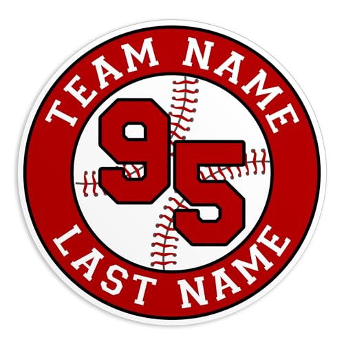 Custom Baseball Name Sticker Personalized Player Name Number for Baseball Softball Bat Knob Hard Hat Waterproof Vinyl Decal for Water Bottle Kindle Laptop, Hardhat Stickers Gift for Her Him Kids