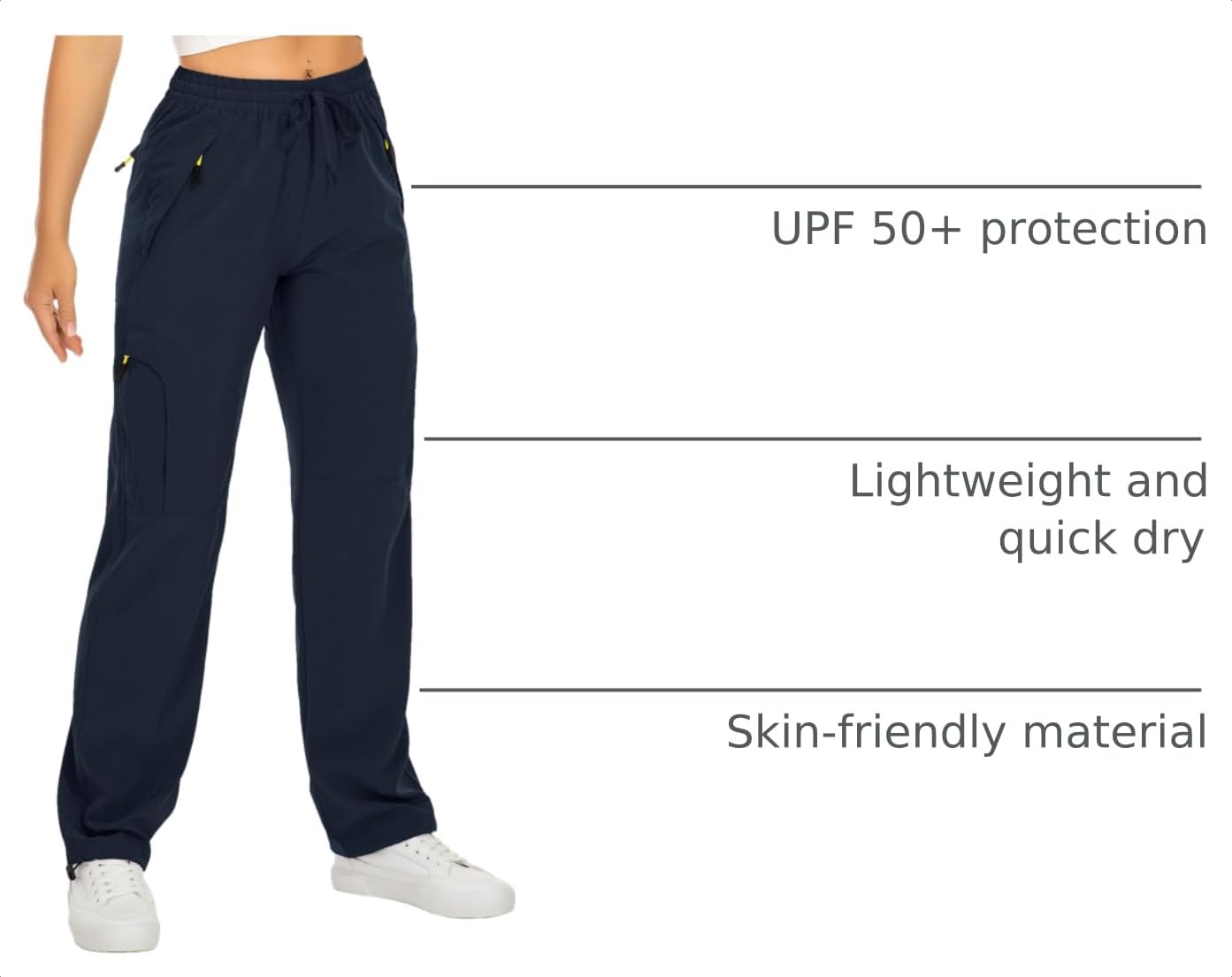 Womens Hiking Pants Quick Dry UPF 50 Lightweight Travel Golf Cargo Safari Pants Zipper Pockets,6608,Blue,Petite XL