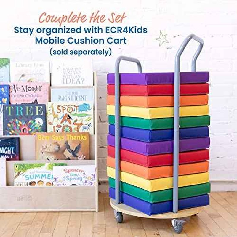 ECR4Kids SoftZone Floor Cushions, Square, Flexible Seating, Assorted, 6-Piece