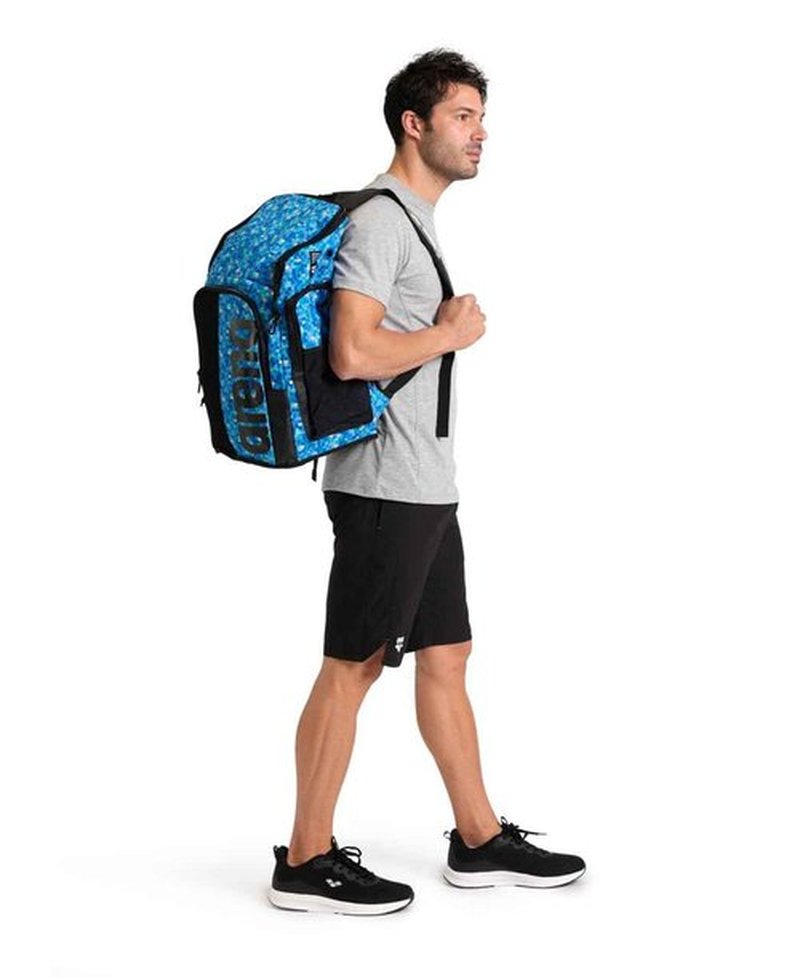 ARENA Spiky III Backpack 45 Swimming Athlete Sports Gym Rucksack Large Training Gear Equipment Swim Bag for Men and Women, 45 Liters, Pool Tiles