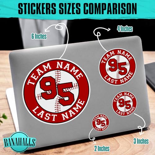 Custom Baseball Name Sticker Personalized Player Name Number for Baseball Softball Bat Knob Hard Hat Waterproof Vinyl Decal for Water Bottle Kindle Laptop, Hardhat Stickers Gift for Her Him Kids