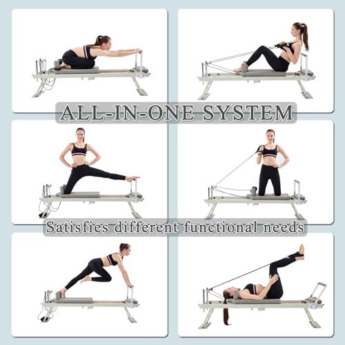 Pilates Reformer Machine Home Indoor Workout Machine，Foldable Pilates Reformer Equipment for Home Gym Cardio Fitness -Up to 250 lbs Weight Capacity-Personal Indoor Sport Apparatus-Birthday Gift