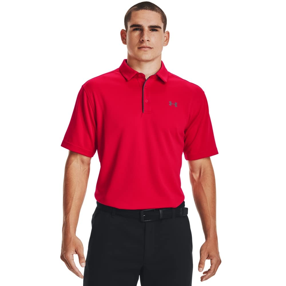 Under Armour Men's Tech Golf Polo, Red (600)/Graphite, Medium Tall
